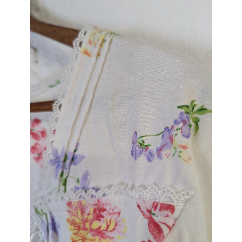 Lanz of Salzburg Floral Nightgown Feminine Romantic Cottage Lace Long Midi 2X - Picture 4 of 8